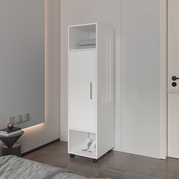 English Elm Summit Melamine Wardrobe with Mirror, Door & Open Storage — Space-Saving Modern Closet for Bedrooms B128P225195