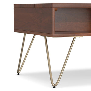 English Elm Hunter Lift-Top Coffee Table - Handcrafted Umber Brown & Gold Metal, Versatile Storage Solution For Any Space B136P158745