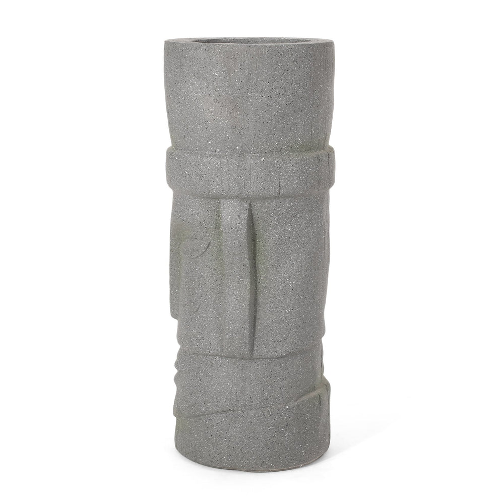 English Elm Christopher Knight Home® - FLOWER Stone Gray Magnesium Oxide Urn Planter 27.5"x12.5" Handmade Indoor/Outdoor Decor, No Assembly 70874.00STNGRY