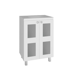 English Elm Haysi Frosted Glass Bathroom Vanity with Resin Sink and Shelved Storage Cabinet B070S00416