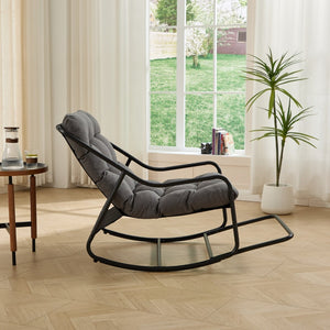 English Elm Outdoor Steel Rocking Chair Padded Seat Adjustable Swing for Patio or Bedroom W640P443541