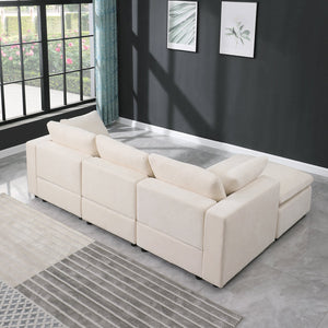 English Elm Modular Sectional Sofa: Versatile U-Shaped Couch With Ottomans For Stylish Living Room Comfort W1123S00036