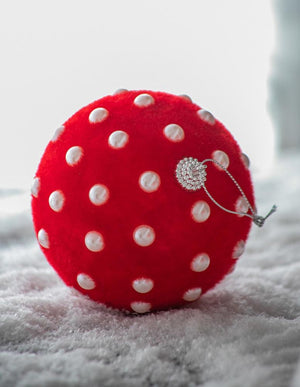English Elm D3.9" Beaded Flocked Christmas Ball Ornaments Set of 6 Textured Holiday Tree Accents W2078P257513