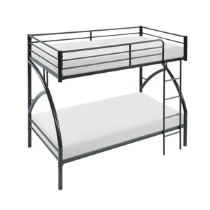 English Elm Black Metal Twin-Over-Twin Bunk Bed with Modern Lines, Sturdy Frame, Space-Saving Design for Kids Black 76.25 L x 45.25 W x 7.75 H B011P248589