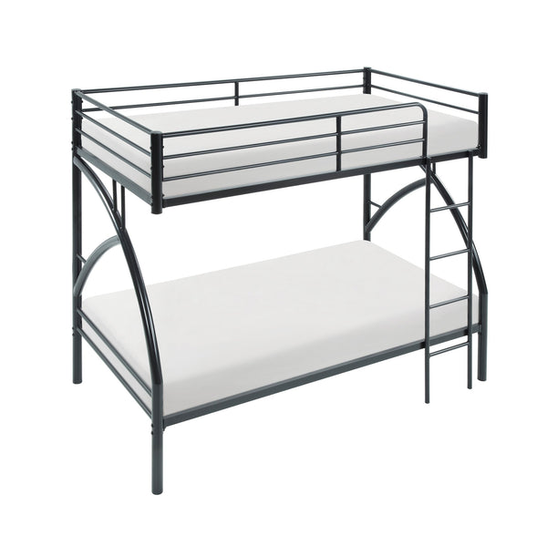 English Elm Black Metal Twin-Over-Twin Bunk Bed with Modern Lines, Sturdy Frame, Space-Saving Design for Kids Black 76.25 L x 45.25 W x 7.75 H B011P248589