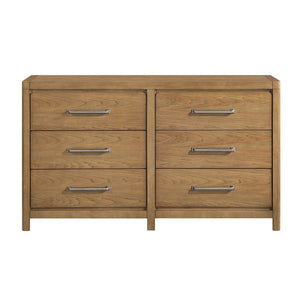 English Elm Light Brown Hickory Veneer 6-drawer Dresser Modern Bedroom Storage Fully Assembled B011P443198