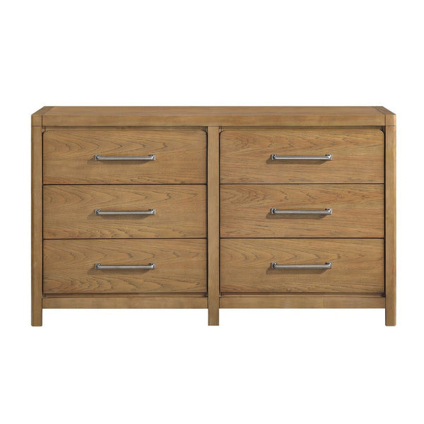 English Elm Light Brown Hickory Veneer 6-drawer Dresser Modern Bedroom Storage Fully Assembled B011P443198