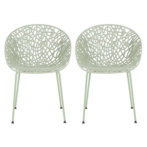 English Elm Christopher Knight Home® - Neiman Outdoor Dining Chair Set of 2 with Weather-Resistant Iron Frame and Perforated Diamond Design Green N775P256374G