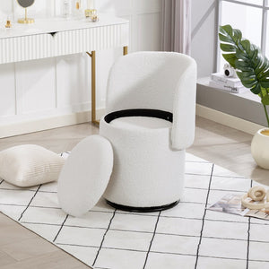 English Elm Stylish Barrel Swivel Accent Chair Upholstered Seat with Storage for Vanity or Dining W3248P424634