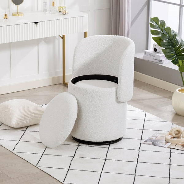 English Elm Stylish Barrel Swivel Accent Chair Upholstered Seat with Storage for Vanity or Dining W3248P424634