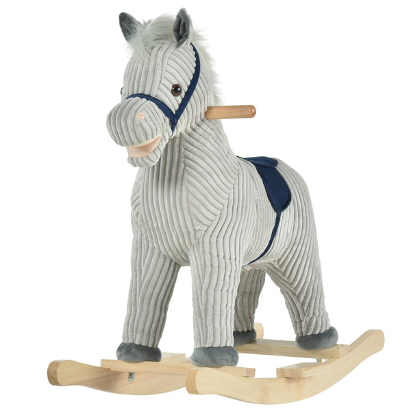 English Elm Qaba Plush Spring Rocking Horse with Sounds Stirrups and Saddle for Kids W2225P249737
