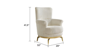 English Elm Zoe Modern 3Pc Living Room Set - Cream Chenille Sofa, Loveseat & Chair With Gold Accents B009S01597-GIGA