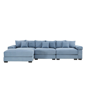 English Elm 130" Oversized Modular L-Shape Sectional Couch - Soft Corduroy, Ergonomic Design, Ottoman & 9 Pillows W714S01351