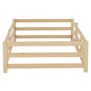 English Elm Twin Pine Montessori Floor Bed for Kids with Safety Fence, Low Profile Twin Frame, Natural Finish W1820P331919