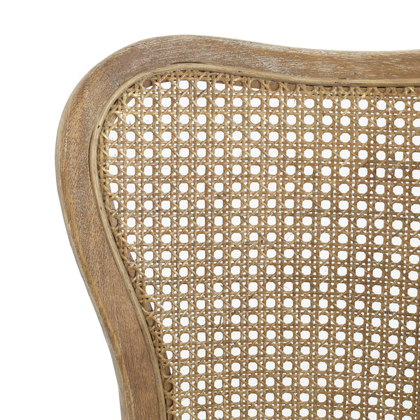 English Elm Christopher Knight Home® - DINING Retro Fabric & Rubberwood Chairs Set of 2 with Rattan Backrest, Vintage Grain, Durable Cushions N779P171201B