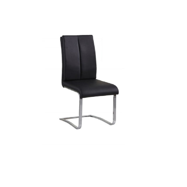 English Elm Black Faux Leather Dining Side Chairs with Polished Chrome Frame Set of 2 Black B011P439049