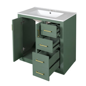 English Elm 30'' Bathroom Vanity - Retro Style With Ceramic Sink, Soft-Closing Doors & Ample Storage Space N710P191947F