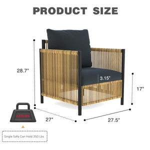 English Elm New 6-Piece Brown Pe Wicker Outdoor Sofa Set With Grey Cushions - Durable, Stylish, And Comfortable! W400S00048