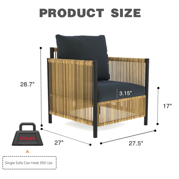 English Elm New 6-Piece Brown Pe Wicker Outdoor Sofa Set With Grey Cushions - Durable, Stylish, And Comfortable! W400S00048