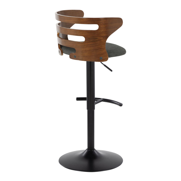 English Elm Cosi Mid-Century Modern Adjustable Barstools Set Of 2 - Stylish Black Metal, Walnut & Charcoal Comfort B202S00776