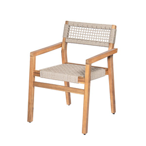 English Elm Christopher Knight Home® - Outdoor Rope Woven Acacia Dining Chair Set with Breathable Backrest and Durable Weather‑Resistant Wood Teak 39.5 L x 24.25 W x 10.25 H N776P247440T