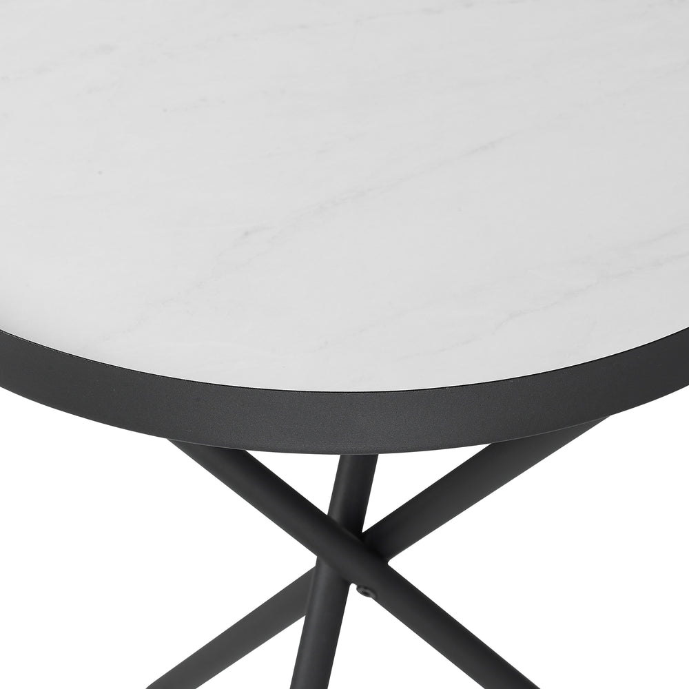 English Elm Walker Edison - Contemporary Faux Marble Gallery-Top Side Table with Glossy Moisture-Resistant Top, Lightweight Steel Base B185P168906