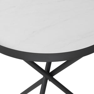 English Elm Walker Edison - Contemporary Faux Marble Gallery-Top Side Table with Glossy Moisture-Resistant Top, Lightweight Steel Base B185P168906