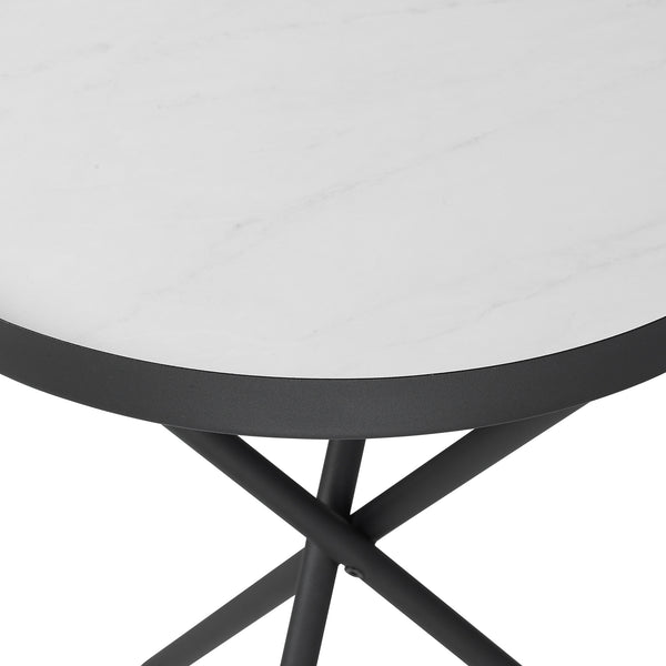 English Elm Walker Edison - Contemporary Faux Marble Gallery-Top Side Table with Glossy Moisture-Resistant Top, Lightweight Steel Base B185P168906