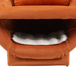 English Elm Furniture Plush 2-in-1 Pet-Friendly Mid Century Modern Accent Chair with Velvet Upholstery, Removable Base and Ergonomic Support for Living Room Orange N843P331163S