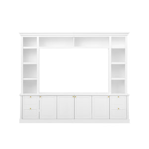 English Elm All-in-one Modern Entertainment Center with Bookcase Shelves for Living Room Display White N710S688101K