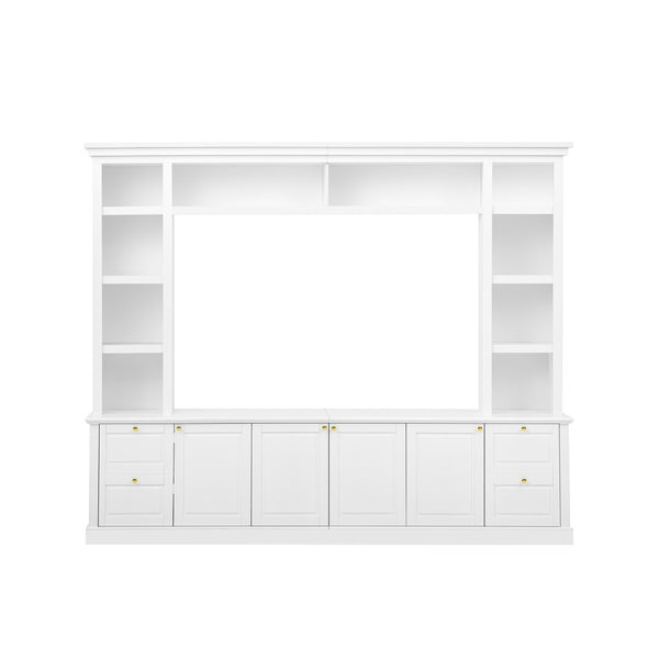 English Elm All-in-one Modern Entertainment Center with Bookcase Shelves for Living Room Display White N710S688101K
