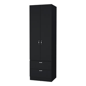 English Elm Wenge Melamine 2-Door 2-Drawer Wardrobe with Durable Finish, Space-Saving Closet Organizer for Bedrooms B062P205245