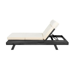 English Elm Lounge Chaise Outdoor Acacia Wood Slatted Frame with Water Resistant Cushion Resort Style Beige,Black N770P442B67B