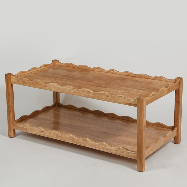 English Elm Modern Two Tier Rubberwood Coffee Table with Open Shelf for Living Room Display W3040P455713