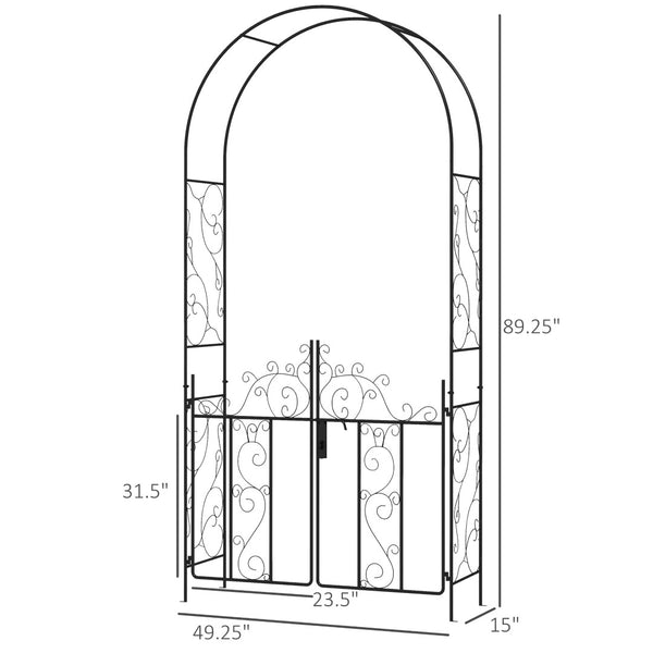 English Elm Outsunny 7.5' Elegant Metal Garden Arch With Gate - Perfect Trellis For Climbing Plants & Weddings W2225P174412-GIGA