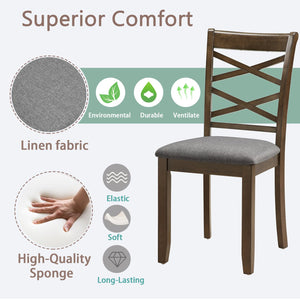 English Elm Dining Chairs Set Of 4, Ergonomic Walnut Wooden Side Chairs With Padded Seats For Comfort & Style W1998P317434