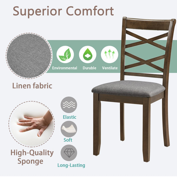 English Elm Dining Chairs Set Of 4, Ergonomic Walnut Wooden Side Chairs With Padded Seats For Comfort & Style W1998P317434