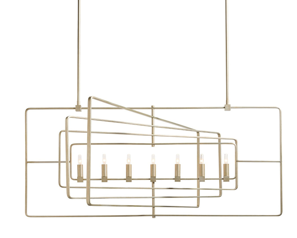Sunpan RAIDEN Chandelier - Modern Geometric Design in Champagne Gold for Dining Rooms & Entryways Lighting 107937
