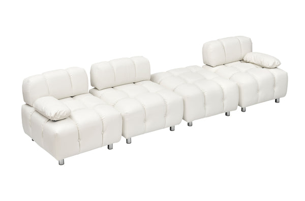 English Elm A 90.60-inch Leathaire Fabric White Sofa – Waterproof, Stain & Cat Scratch Resistant, Space-Saving Four-Seater W1658S00157