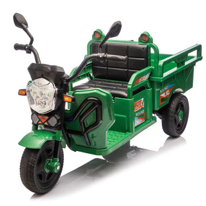 English Elm 12v Kids Electric Cargo Trike with Led Lights Wide Seat Anti-slip Wheels Toddler Ride On Green W1578P336049