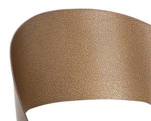 Sunpan Dezirae Dining Chair - Stylish Curved Back Design with Genuine Leather Seat and Iron Legs, Handcrafted Antique Brass / Charcoal Black Leather