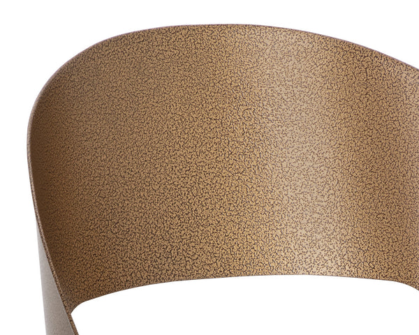 Sunpan Dezirae Dining Chair - Stylish Curved Back Design with Genuine Leather Seat and Iron Legs, Handcrafted Antique Brass / Charcoal Black Leather