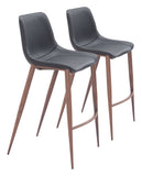 Magnus Barstool - Set of 2 Black & Walnut 109937 Zuo Modern