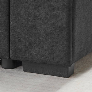 English Elm Toby Woven Fabric Sleeper Sectional with Storage Chaise Usb Ports and Coil Support Black B061S00955