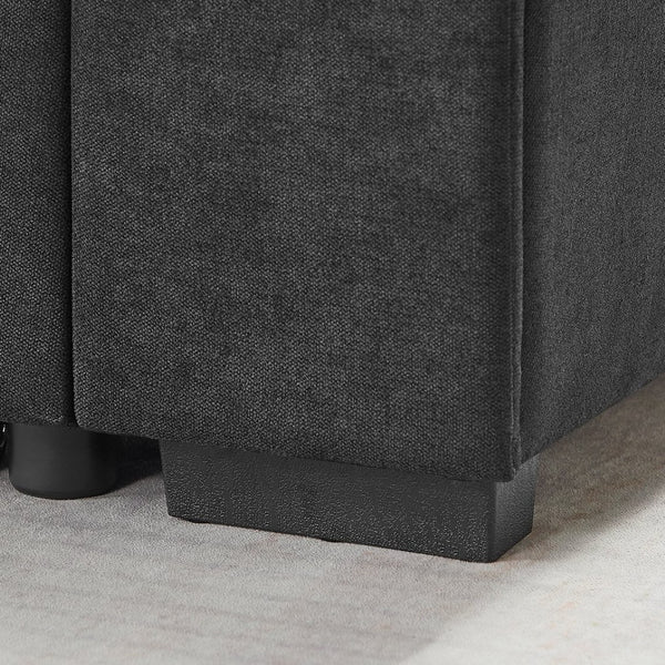 English Elm Toby Woven Fabric Sleeper Sectional with Storage Chaise Usb Ports and Coil Support Black B061S00955