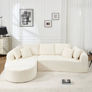 English Elm 109 Cloud Sectional Couch with L-Shape Chaise, Chenille Modular Sofa Bed, Memory Foam Comfort and Easy Setup White W1249S00003