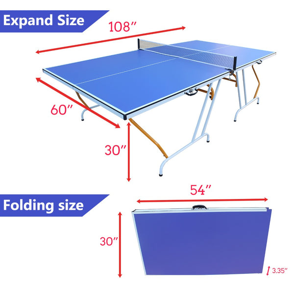 English Elm 9ft Foldable Ping Pong Table with Mdf Surface for Game Room or Indoor Play W1408S00002