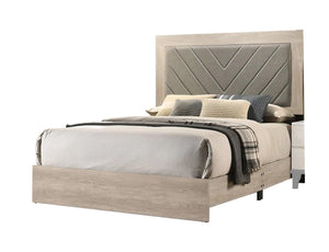 English Elm Contemporary Cream Queen Bed Frame With V-Design Headboard - Stylish Rubberwood Bedroom Furniture B011P236815