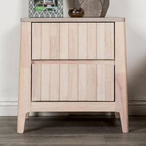 English Elm Mid-century Modern Nightstand Reeded Drawer Fronts Splayed Legs White Wash Bedroom B2741P433345