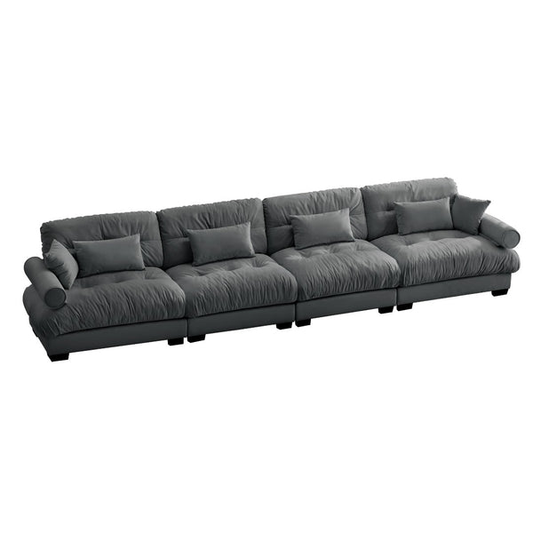 English Elm Super Comfort Oversized Modular Velvet Sectional Sofa – Luxurious Cloud-Like Seating With Arm Support W714S01128-GIGA